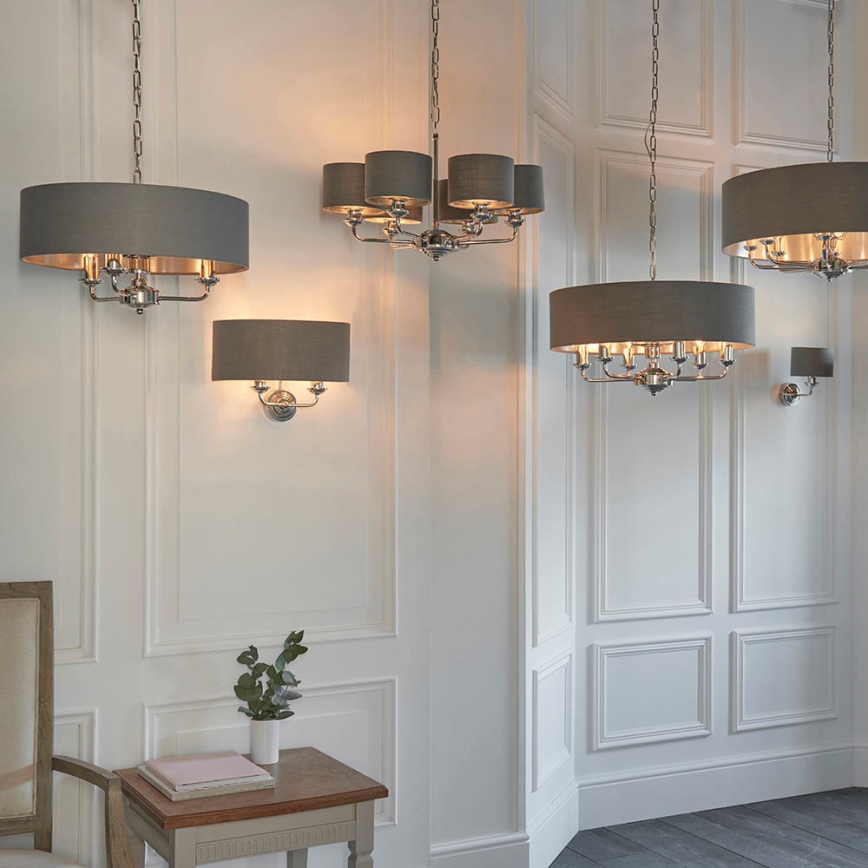 Endon 94381 - Lampadario a sospensione con catena HIGHCLERE 6xE14/28W/230V grigio/cromo lucido