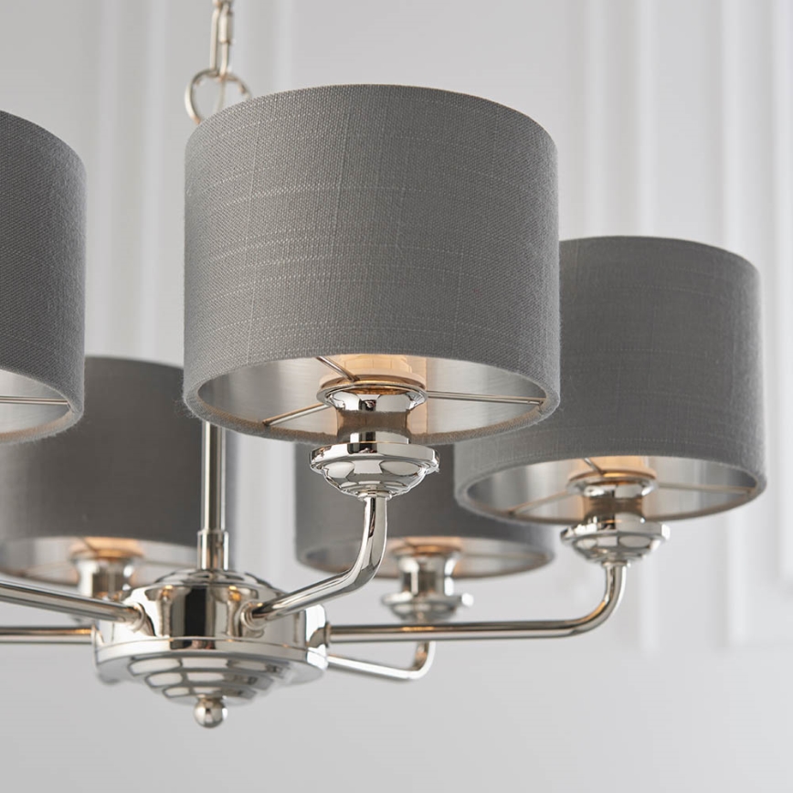 Endon 94381 - Lampadario a sospensione con catena HIGHCLERE 6xE14/28W/230V grigio/cromo lucido