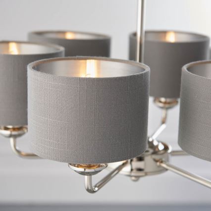 Endon 94381 - Lampadario a sospensione con catena HIGHCLERE 6xE14/28W/230V grigio/cromo lucido