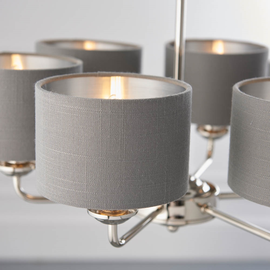 Endon 94381 - Lampadario a sospensione con catena HIGHCLERE 6xE14/28W/230V grigio/cromo lucido