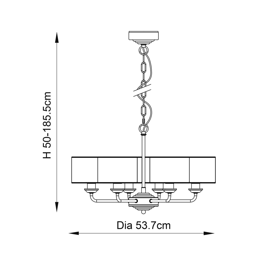 Endon 94381 - Lampadario a sospensione con catena HIGHCLERE 6xE14/28W/230V grigio/cromo lucido
