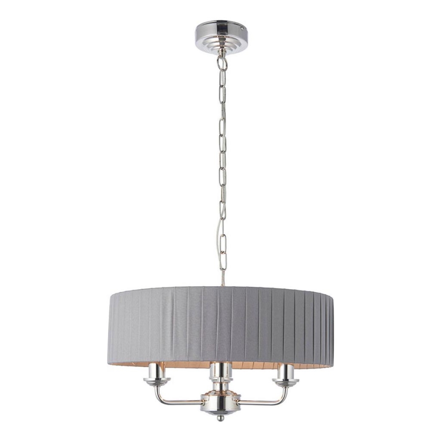 Endon 94394 - Lampadario a sospensione con catena HIGHCLERE 3xE14/40W/230V grigio scuro/cromo lucido