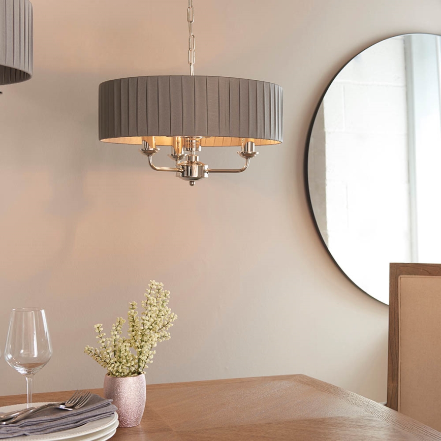 Endon 94394 - Lampadario a sospensione con catena HIGHCLERE 3xE14/40W/230V grigio scuro/cromo lucido