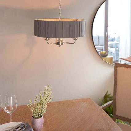 Endon 94394 - Lampadario a sospensione con catena HIGHCLERE 3xE14/40W/230V grigio scuro/cromo lucido
