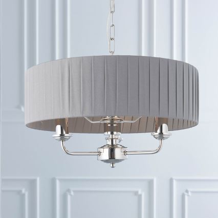 Endon 94394 - Lampadario a sospensione con catena HIGHCLERE 3xE14/40W/230V grigio scuro/cromo lucido