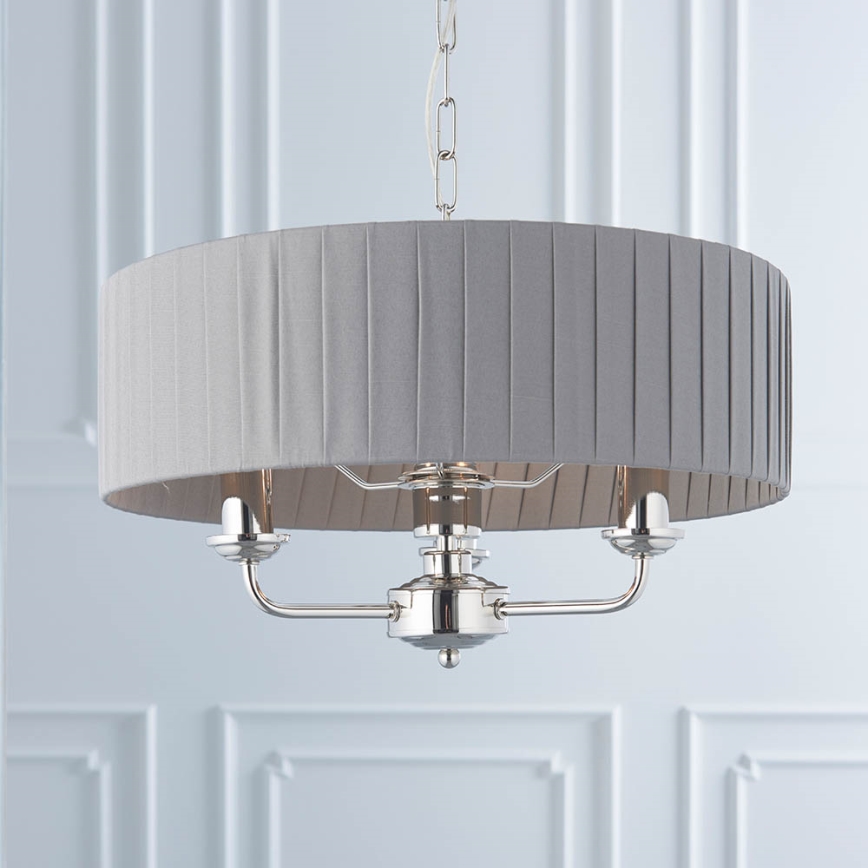 Endon 94394 - Lampadario a sospensione con catena HIGHCLERE 3xE14/40W/230V grigio scuro/cromo lucido