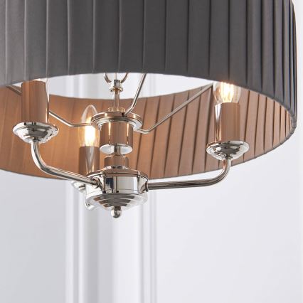 Endon 94394 - Lampadario a sospensione con catena HIGHCLERE 3xE14/40W/230V grigio scuro/cromo lucido