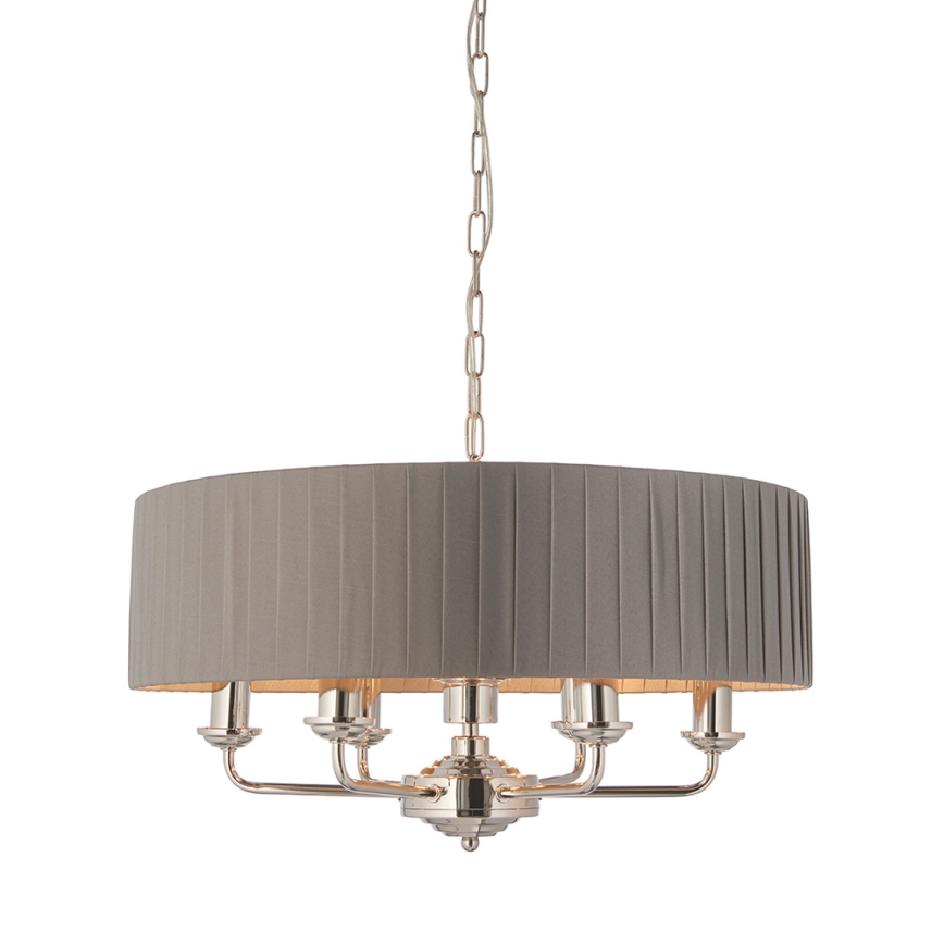 Endon 94397 - Lampadario a sospensione con catena HIGHCLERE 6xE14/40W/230V grigio/cromo lucido