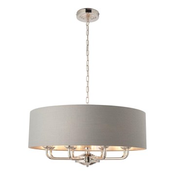 Endon 94415 - Lampadario a sospensione con catena HIGHCLERE 8xE14/40W/230V grigio/cromo lucido diametro 70 cm