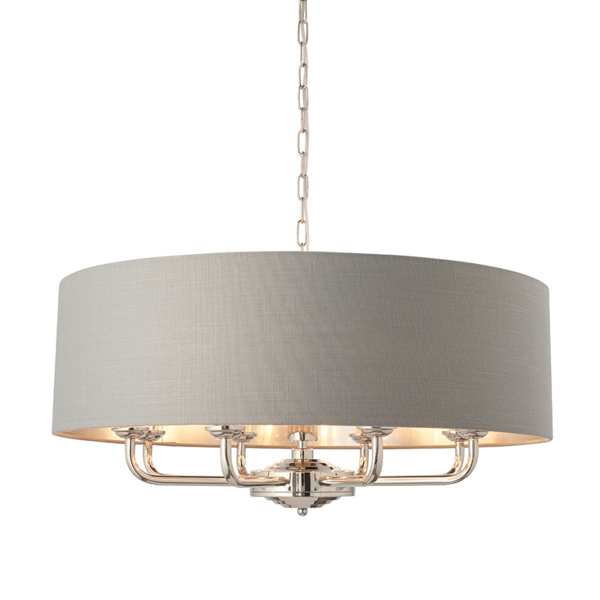 Endon 94415 - Lampadario a sospensione con catena HIGHCLERE 8xE14/40W/230V grigio/cromo lucido diametro 70 cm