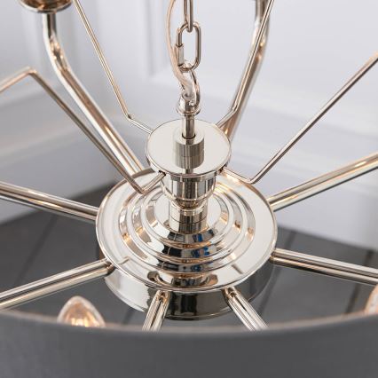 Endon 94415 - Lampadario a sospensione con catena HIGHCLERE 8xE14/40W/230V grigio/cromo lucido diametro 70 cm