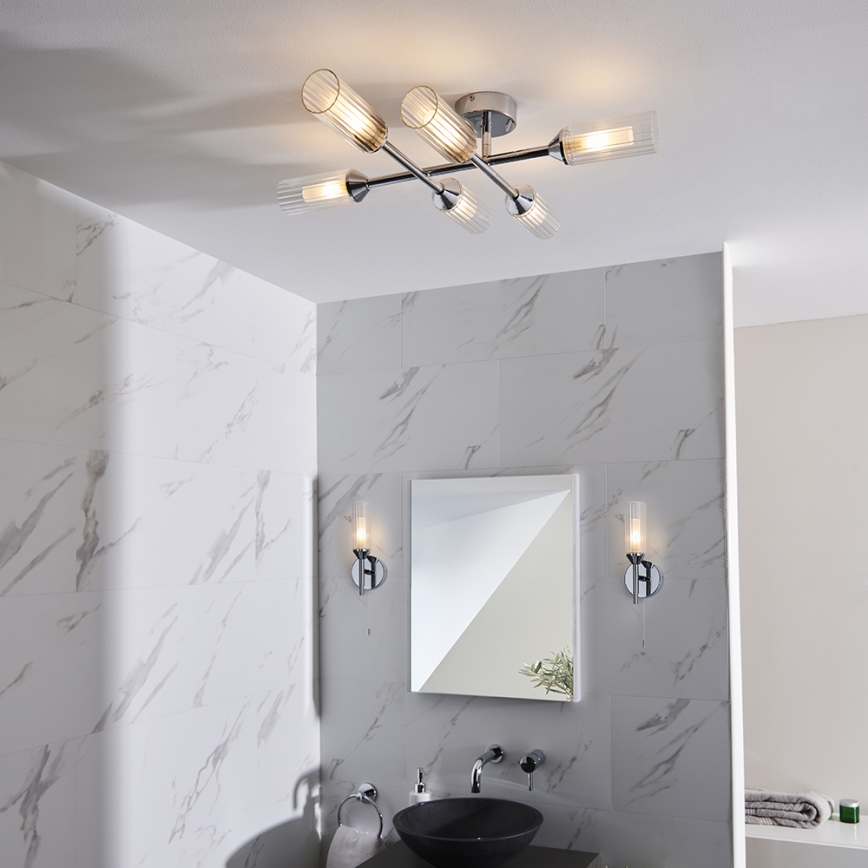 Endon 95045 - Lampadario a plafone per bagni NATORI 6xG9/3W/230V IP44 cromo lucido