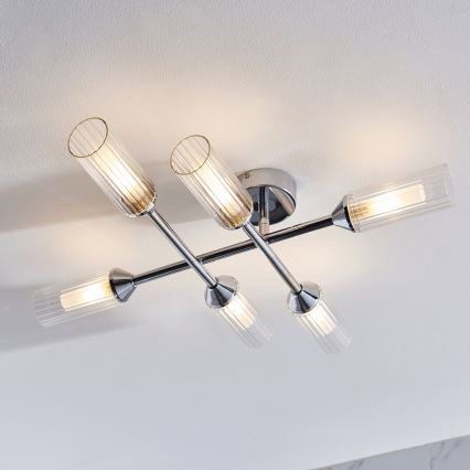 Endon 95045 - Lampadario a plafone per bagni NATORI 6xG9/3W/230V IP44 cromo lucido