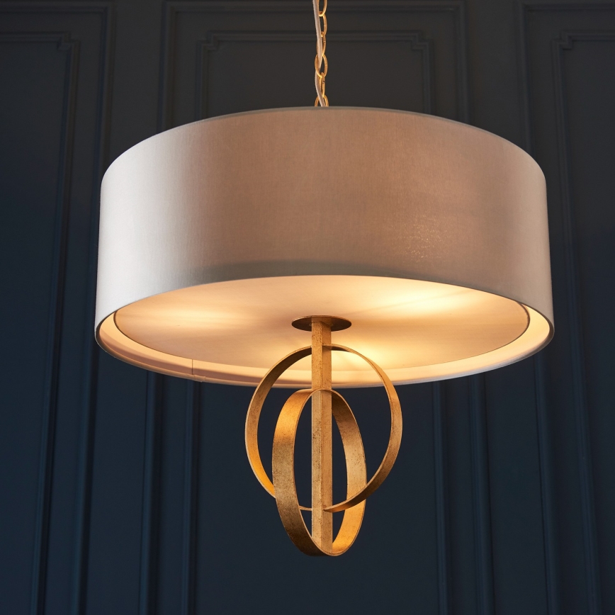 Endon 95212 - Lampadario sospeso con catena 3xE27/10W/230V Ø 60 cm grigio/ottone