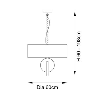 Endon 95216 - Lampadario a catena 3xE27/10W/230V diam. 60 cm grigio