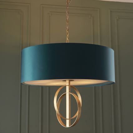 Endon 95219 - Lampadario a sospensione con catena 5xE27/10W/230V Ø 70 cm blu/ottone
