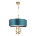 Endon 95220 - Lampadario a sospensione con catena 3xE27/10W/230V Ø 60 cm blu/ottone
