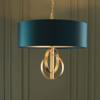 Endon 95220 - Lampadario a sospensione con catena 3xE27/10W/230V Ø 60 cm blu/ottone