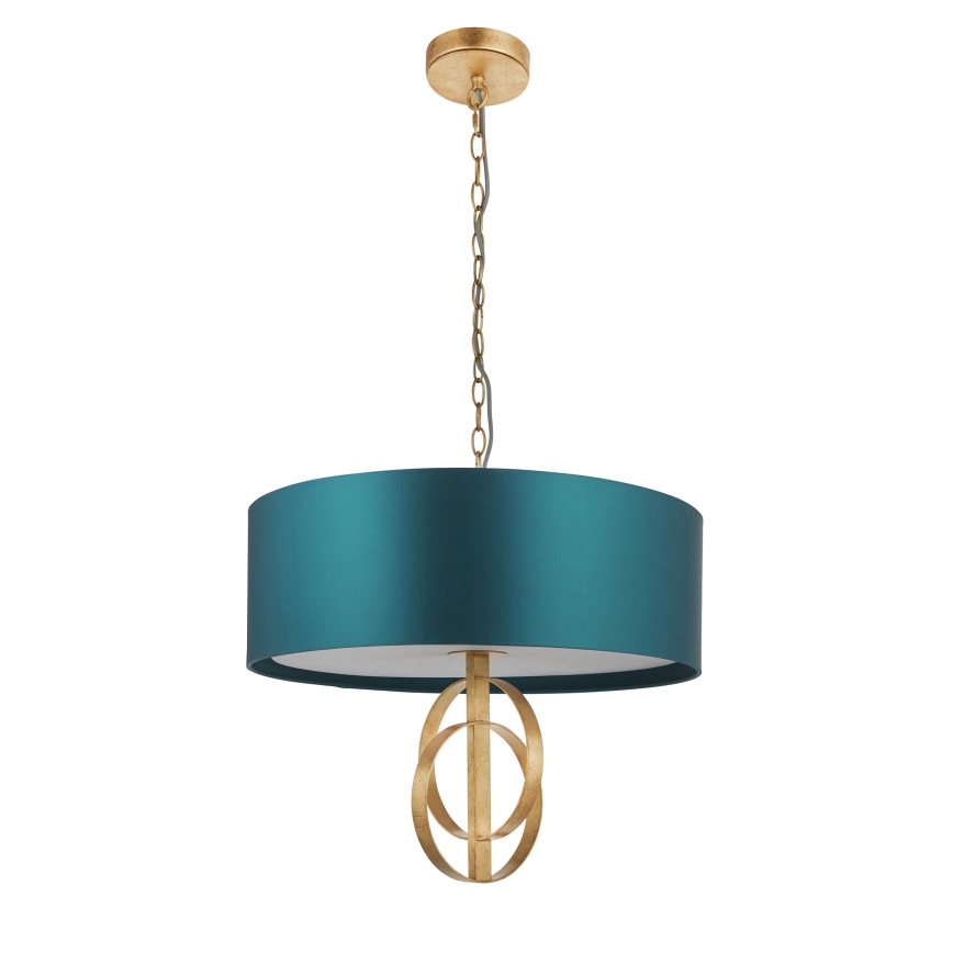Endon 95220 - Lampadario a sospensione con catena 3xE27/10W/230V Ø 60 cm blu/ottone