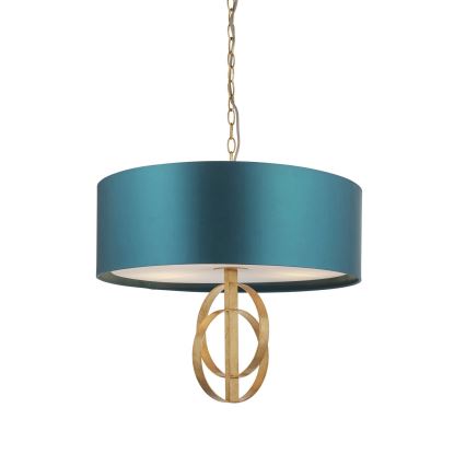 Endon 95220 - Lampadario a sospensione con catena 3xE27/10W/230V Ø 60 cm blu/ottone