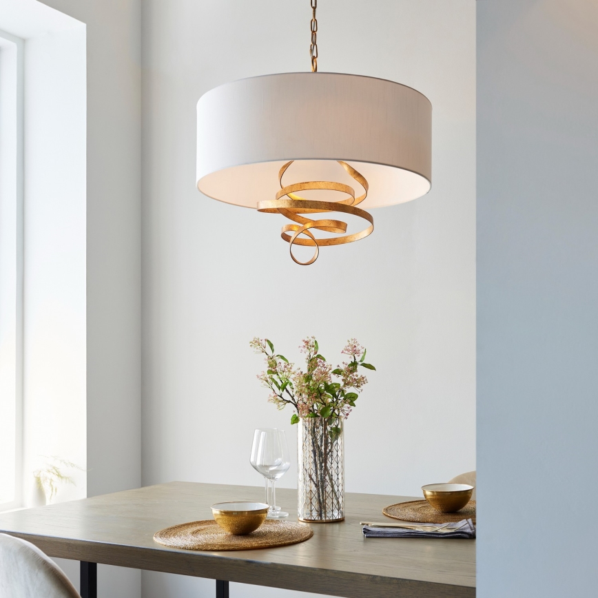 Endon 95268 - Lampadario a catena 3xE14/6W/230V Ø 60 cm bianco/ottone