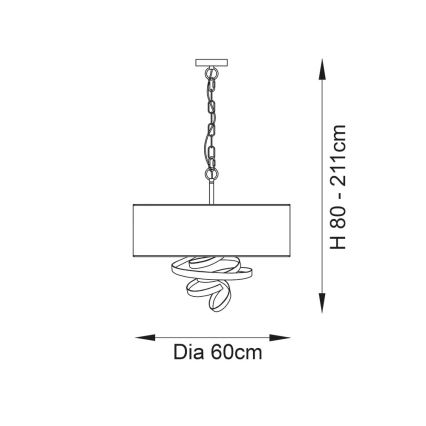Endon 95268 - Lampadario a catena 3xE14/6W/230V Ø 60 cm bianco/ottone