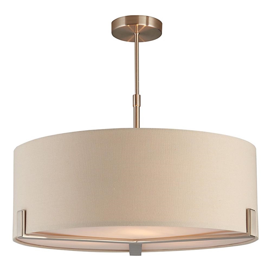 Endon 95834 - Lampadario a sospensione con supporto rigido HAYFIELD 3xE27/40W/230V cromo opaco/beige