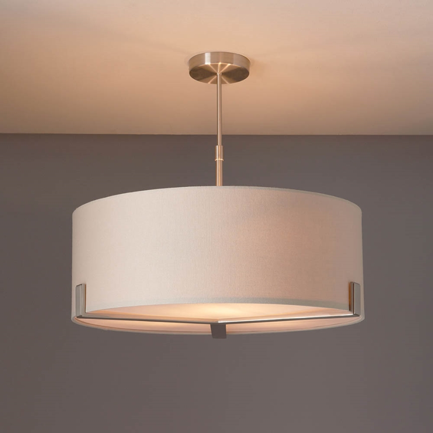 Endon 95834 - Lampadario a sospensione con supporto rigido HAYFIELD 3xE27/40W/230V cromo opaco/beige