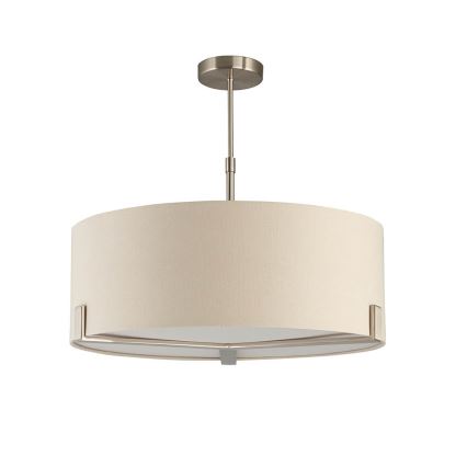 Endon 95834 - Lampadario a sospensione con supporto rigido HAYFIELD 3xE27/40W/230V cromo opaco/beige