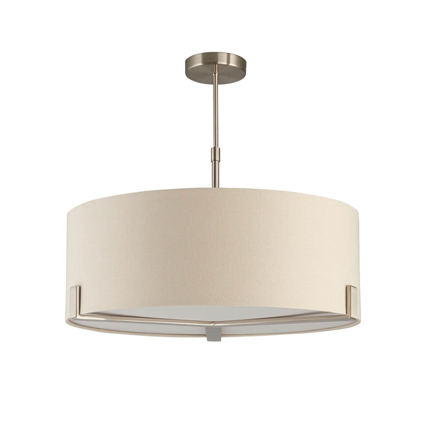 Endon 95834 - Lampadario a sospensione con supporto rigido HAYFIELD 3xE27/40W/230V cromo opaco/beige