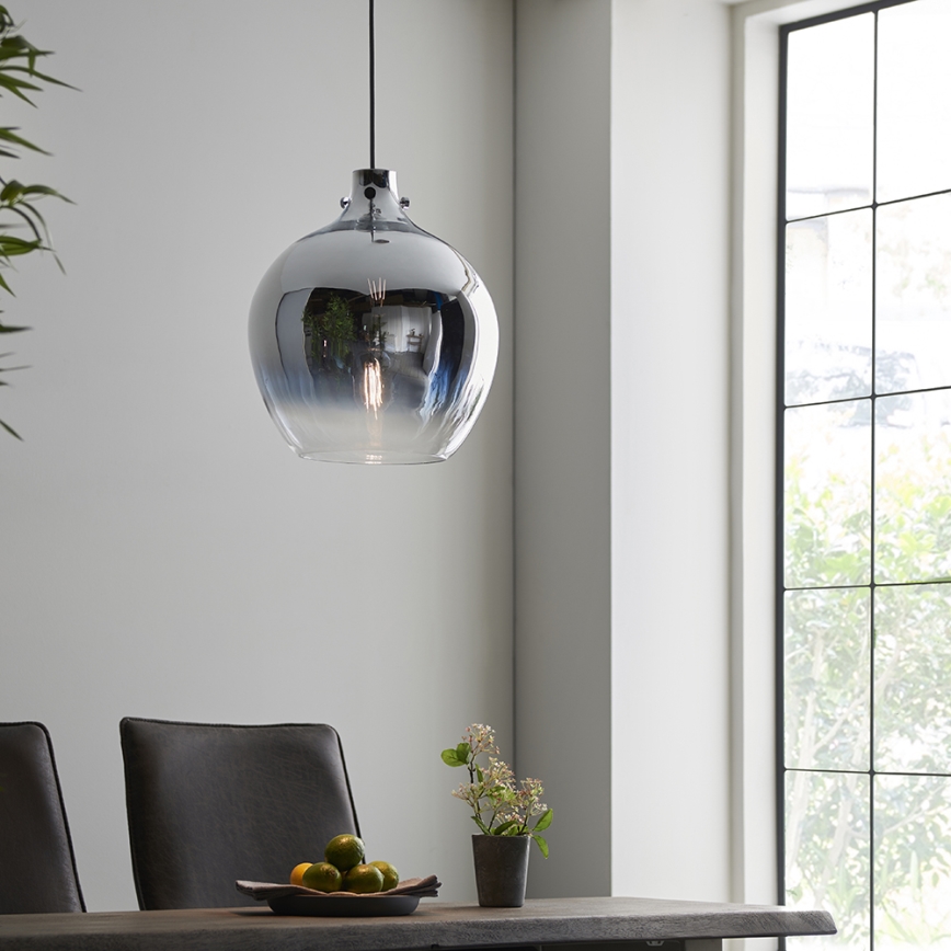 Endon 96442 - Lampadario a sospensione con filo PANTHER 1xE27/10W/230V cromo lucido/fumé