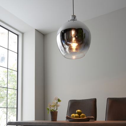 Endon 96442 - Lampadario a sospensione con filo PANTHER 1xE27/10W/230V cromo lucido/fumé