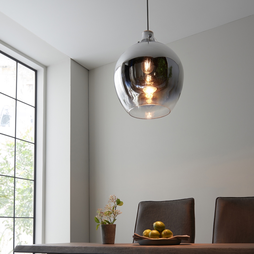 Endon 96442 - Lampadario a sospensione con filo PANTHER 1xE27/10W/230V cromo lucido/fumé
