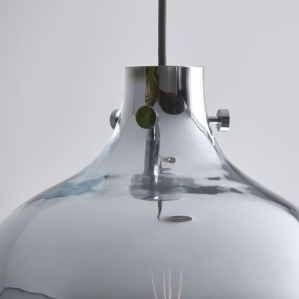 Endon 96442 - Lampadario a sospensione con filo PANTHER 1xE27/10W/230V cromo lucido/fumé