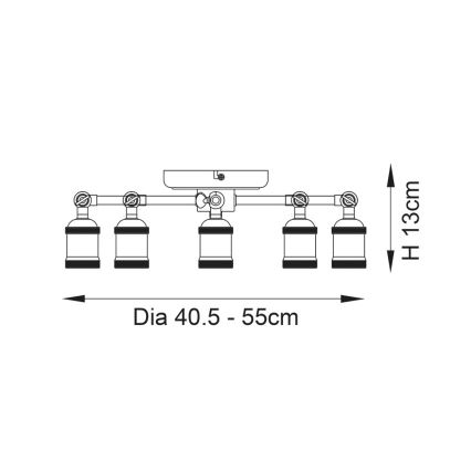 Endon 97244 - Faretto HAL 5xE27/10W/230V ottone