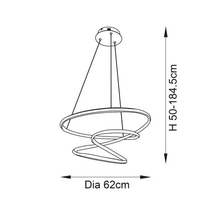 Endon 97632 - Lampadario a sospensione su cavo DUNE LED/47,5W/230V 3000K nero