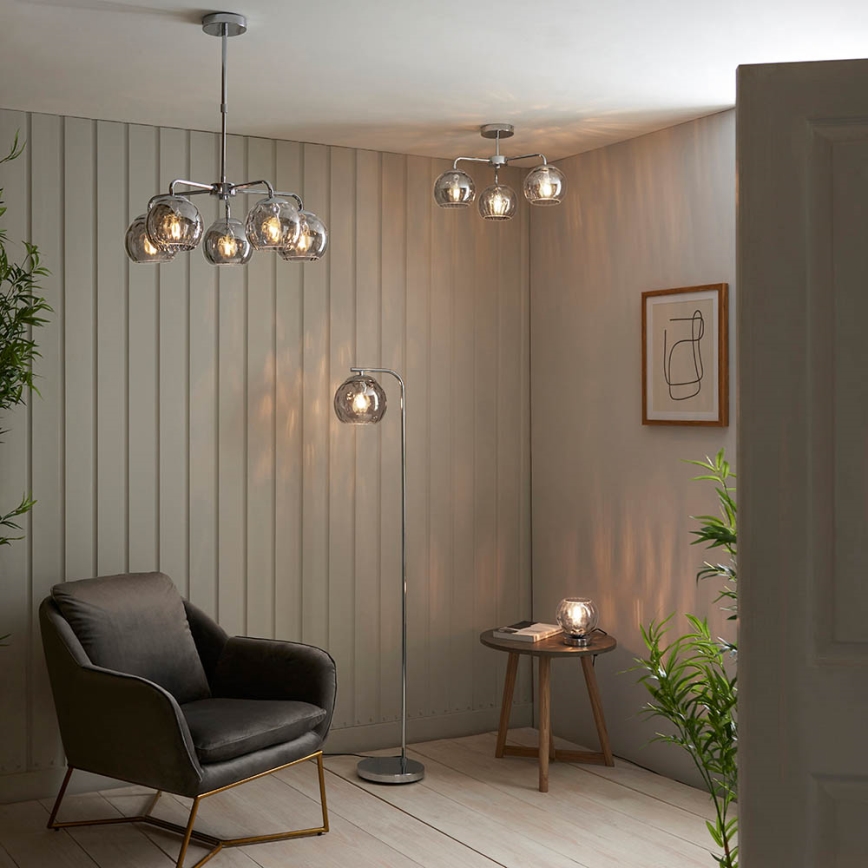 Endon 97971 - Plafoniera DIMPLE 3xE14/25W/230V cromo lucido/grigio fumé