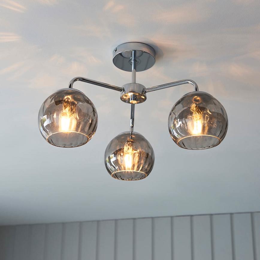 Endon 97971 - Plafoniera DIMPLE 3xE14/7W/230V cromo lucido/grigio fumé