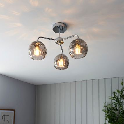 Endon 97971 - Plafoniera DIMPLE 3xE14/7W/230V cromo lucido/grigio fumé