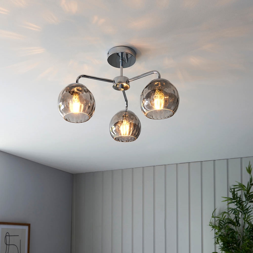 Endon 97971 - Plafoniera DIMPLE 3xE14/7W/230V cromo lucido/grigio fumé