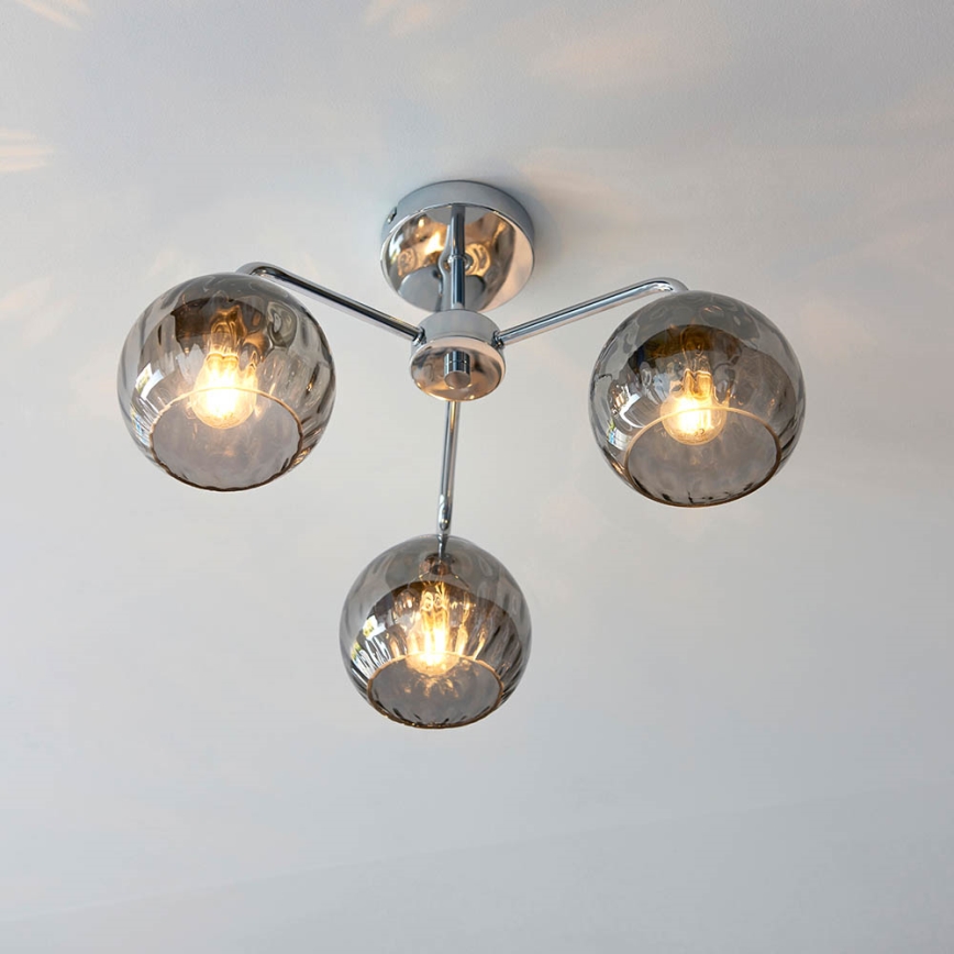 Endon 97971 - Plafoniera DIMPLE 3xE14/7W/230V cromo lucido/grigio fumé