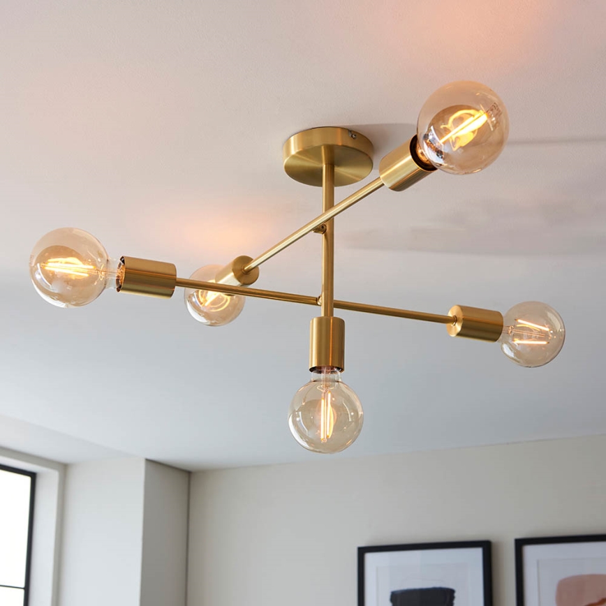 Endon 98786 - Lampadario a stelo SOHAN 5xE27/10W/230V ottone