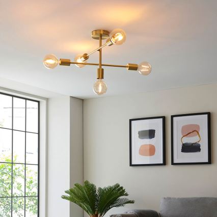 Endon 98786 - Lampadario a stelo SOHAN 5xE27/10W/230V ottone