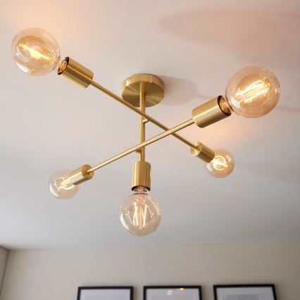 Endon 98786 - Lampadario a stelo SOHAN 5xE27/10W/230V ottone