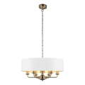 Endon 98933 - Lampadario a sospensione con catena HIGHCLERE 6xE14/40W/230V bianco/ottone diametro 55 cm