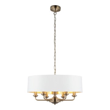 Endon 98933 - Lampadario a sospensione con catena HIGHCLERE 6xE14/40W/230V bianco/ottone diametro 55 cm