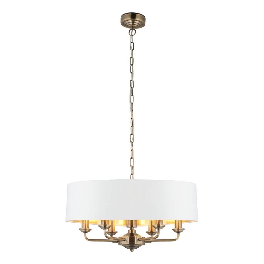 Endon 98933 - Lampadario a sospensione con catena HIGHCLERE 6xE14/40W/230V bianco/ottone diametro 55 cm
