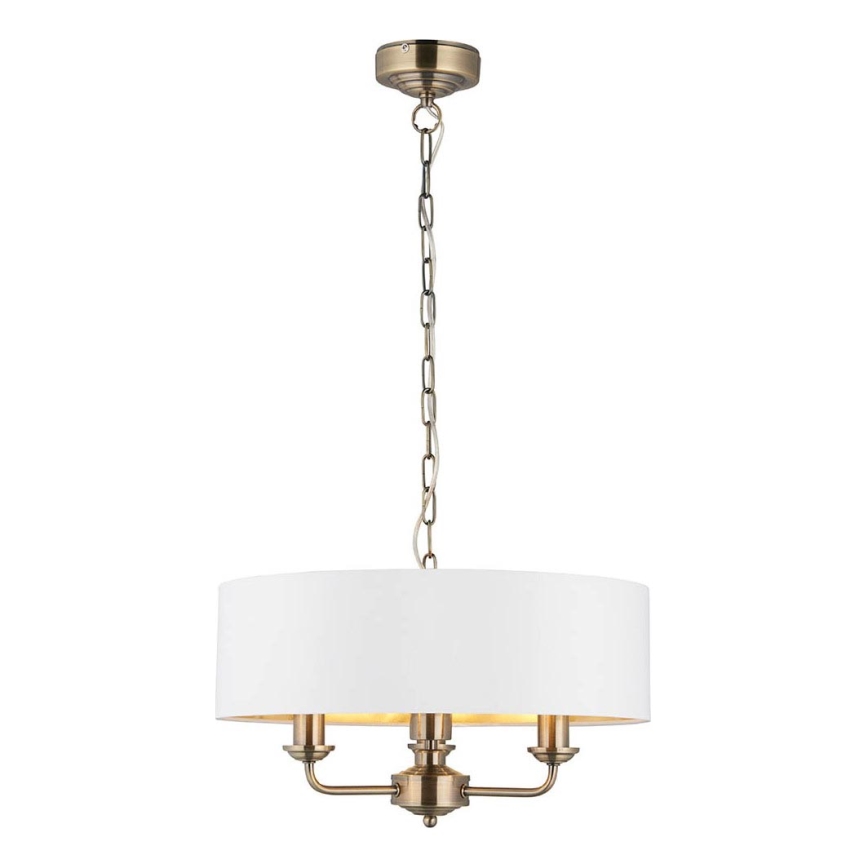 Endon 98934 - Lampadario a sospensione con catena HIGHCLERE 3xE14/40W/230V bianco/ottone