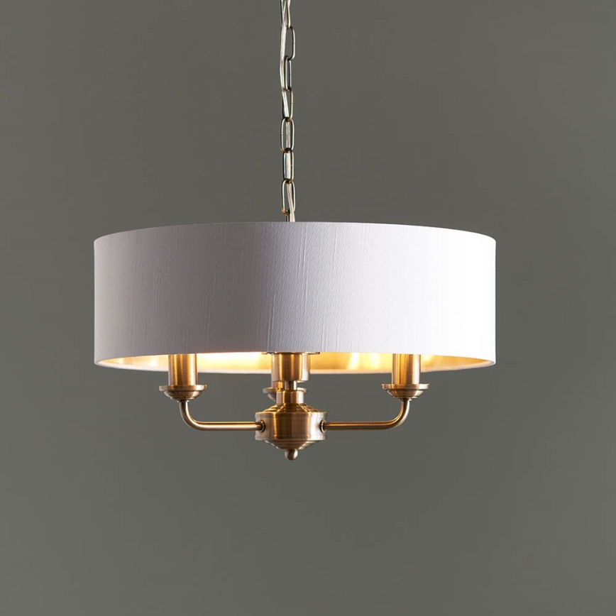 Endon 98934 - Lampadario a sospensione con catena HIGHCLERE 3xE14/40W/230V bianco/ottone