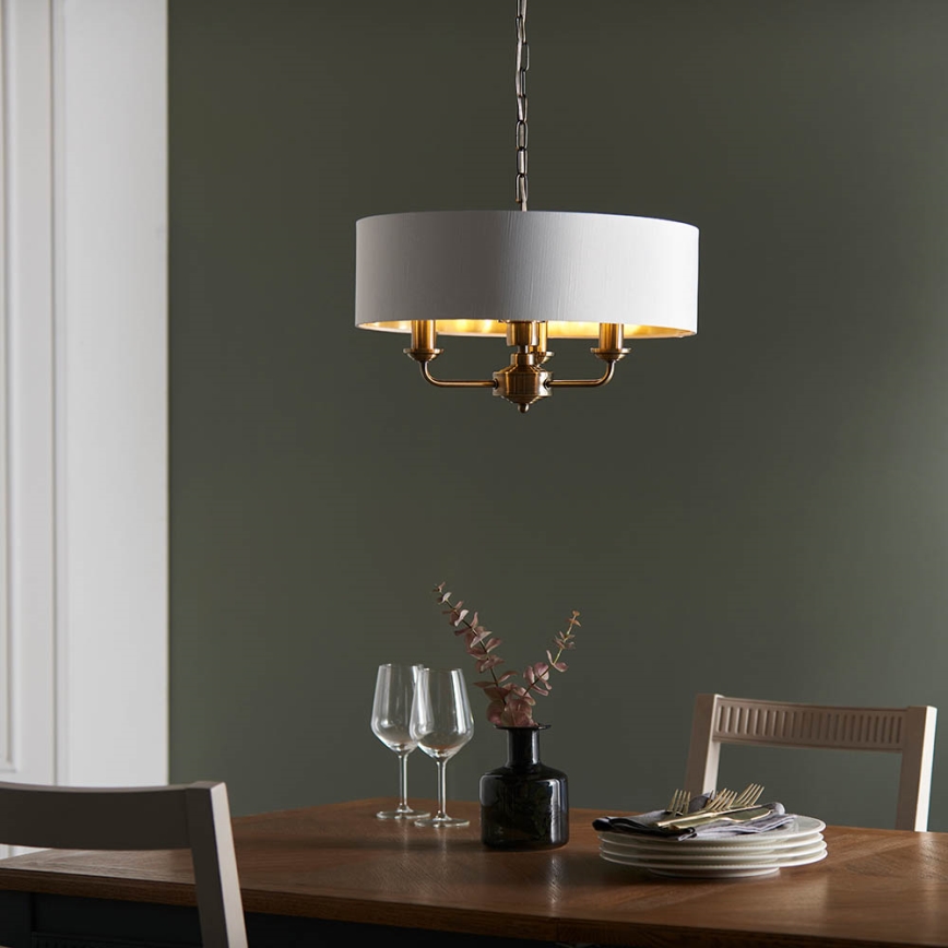 Endon 98934 - Lampadario a sospensione con catena HIGHCLERE 3xE14/40W/230V bianco/ottone